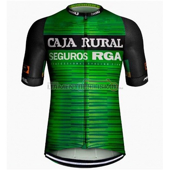 Abbigliamento Ciclismo Caja Rural Manica Corta 2019 Verde Nero